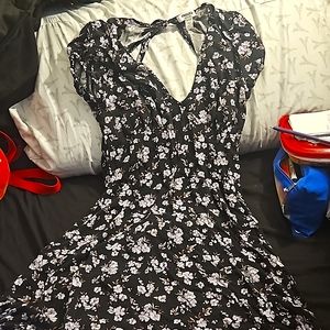 Purple& black floral dress - RSO XL